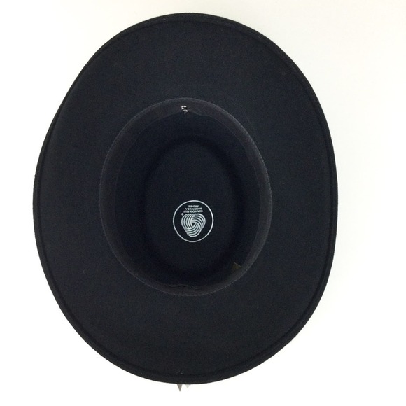 Vintage black 100% wool crushable hat bling cross boho western adult medium - Picture 11 of 13